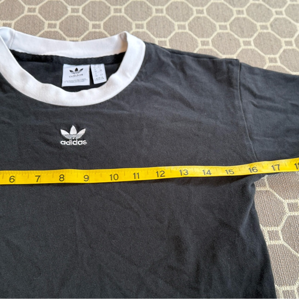 Adidas Black and White Crew Neck Crop Tee - Picture 4 of 8